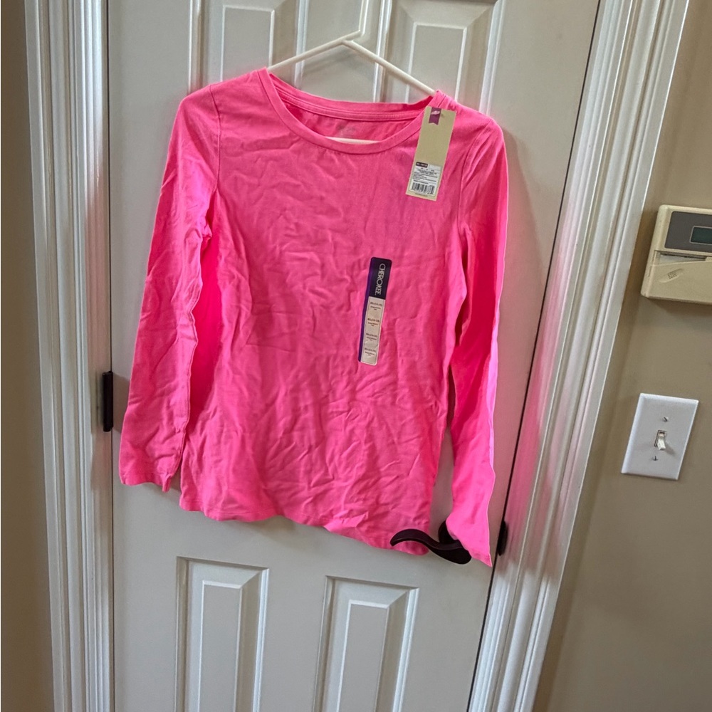 Girls' Long Sleeve Crewneck Tee - Neon Pink - NWT - Size XL 14-16
